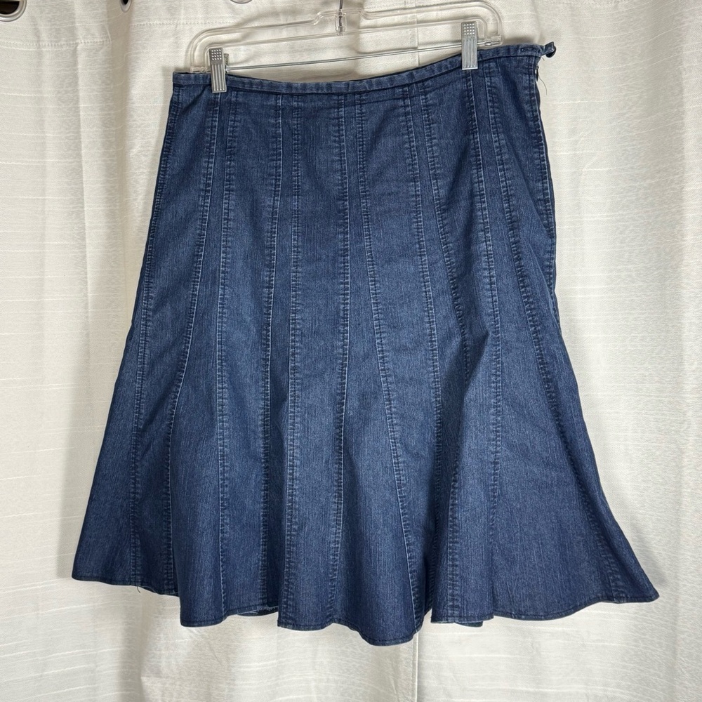 Larry Levine Dark Blue Denim A-Line Skirt